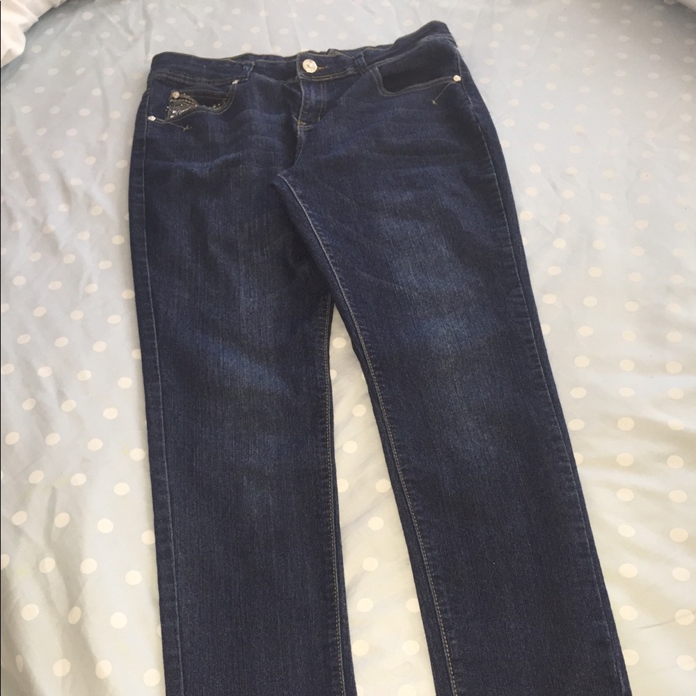 N&Y Jeans Sz 16 Women’s Rhinestone & embroidered